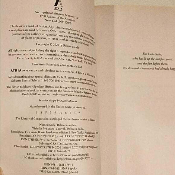 In Five Years Rebecca Serle Paperback Book Books Romance Fiction - Picture 5 of 8